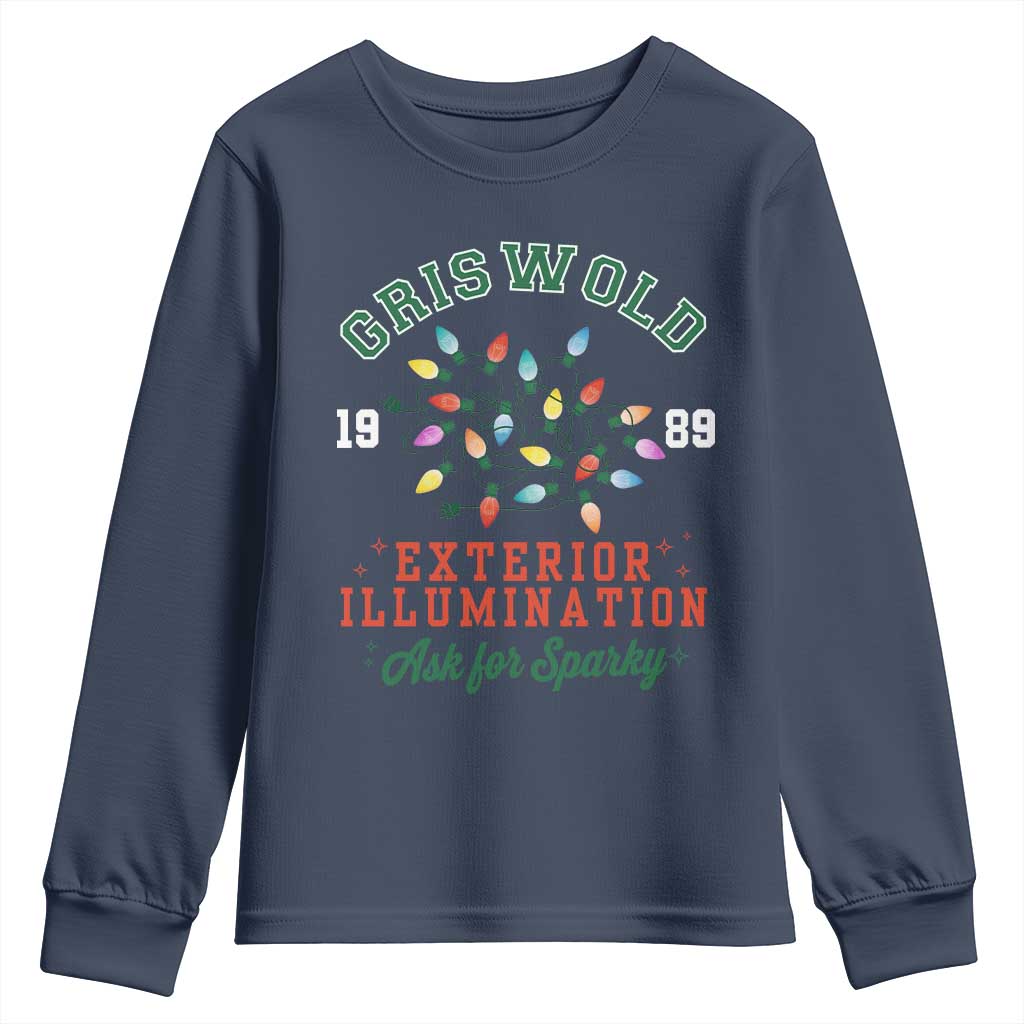 Funny Christmas Griswold Exterior Illumination Youth Sweatshirt Ask For Sparky Xmas Movie - Wonder Print Shop