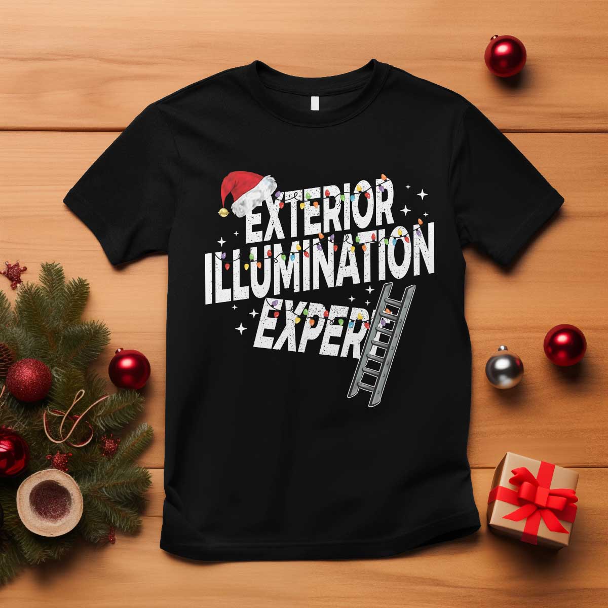 Funny Christmas Exterior Illumination Expert T Shirt Xmas Lights Decorator - Wonder Print Shop
