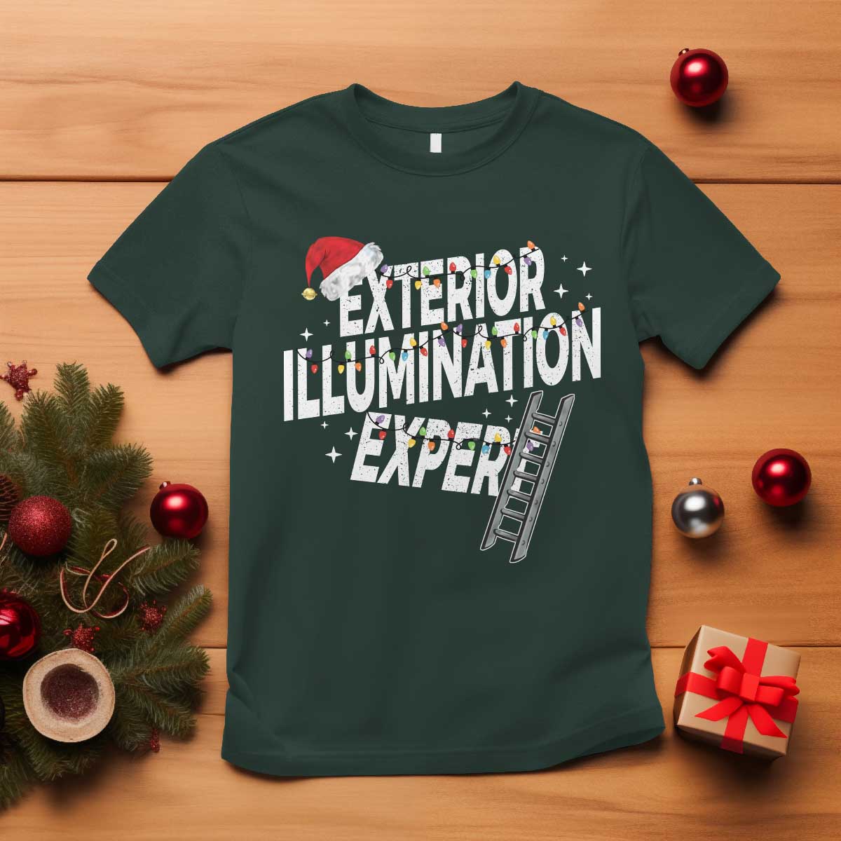 Funny Christmas Exterior Illumination Expert T Shirt Xmas Lights Decorator - Wonder Print Shop