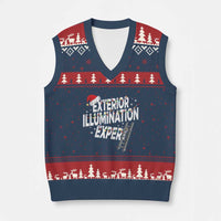 Funny Xmas Exterior Illumination Expert V-Neck Knit Sweater Vest Xmas Lights Decorator - Wonder Print Shop