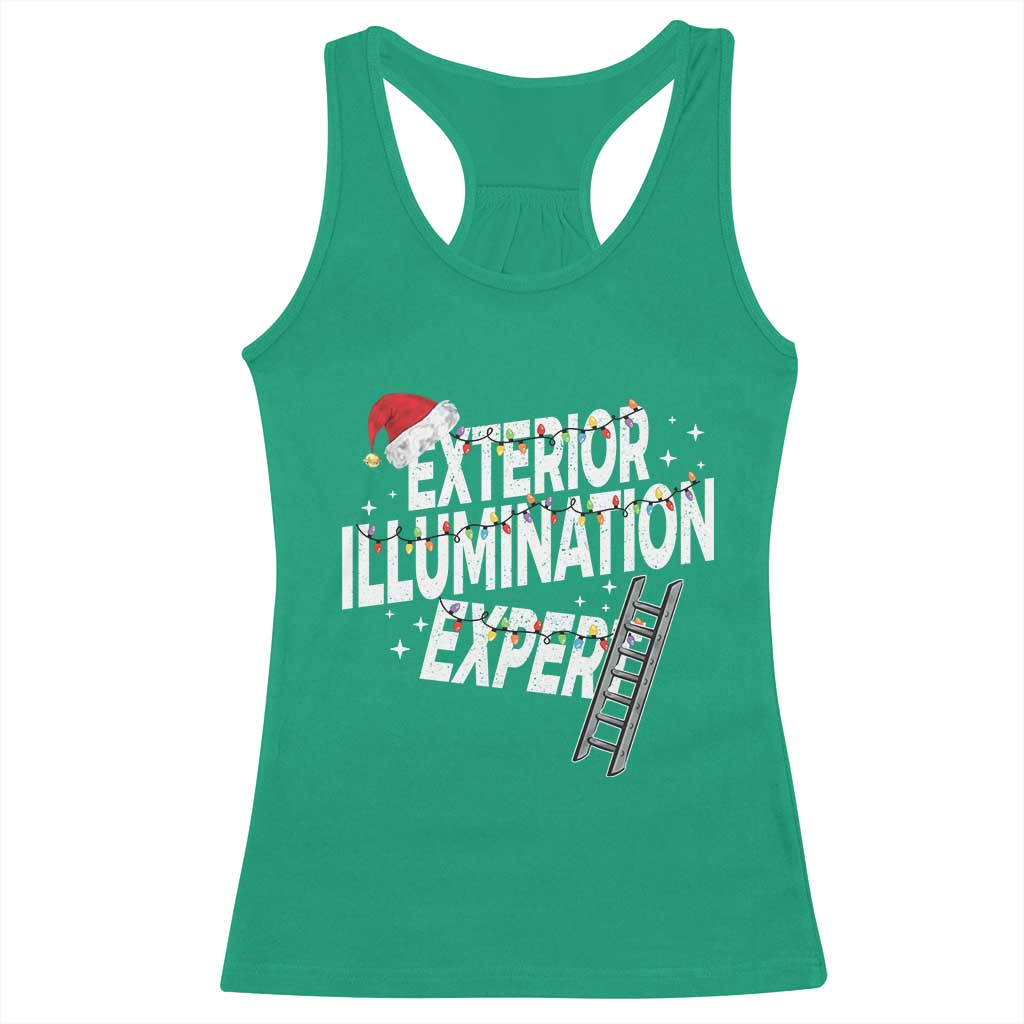 Funny Christmas Exterior Illumination Expert Racerback Tank Top Xmas Lights Decorator - Wonder Print Shop