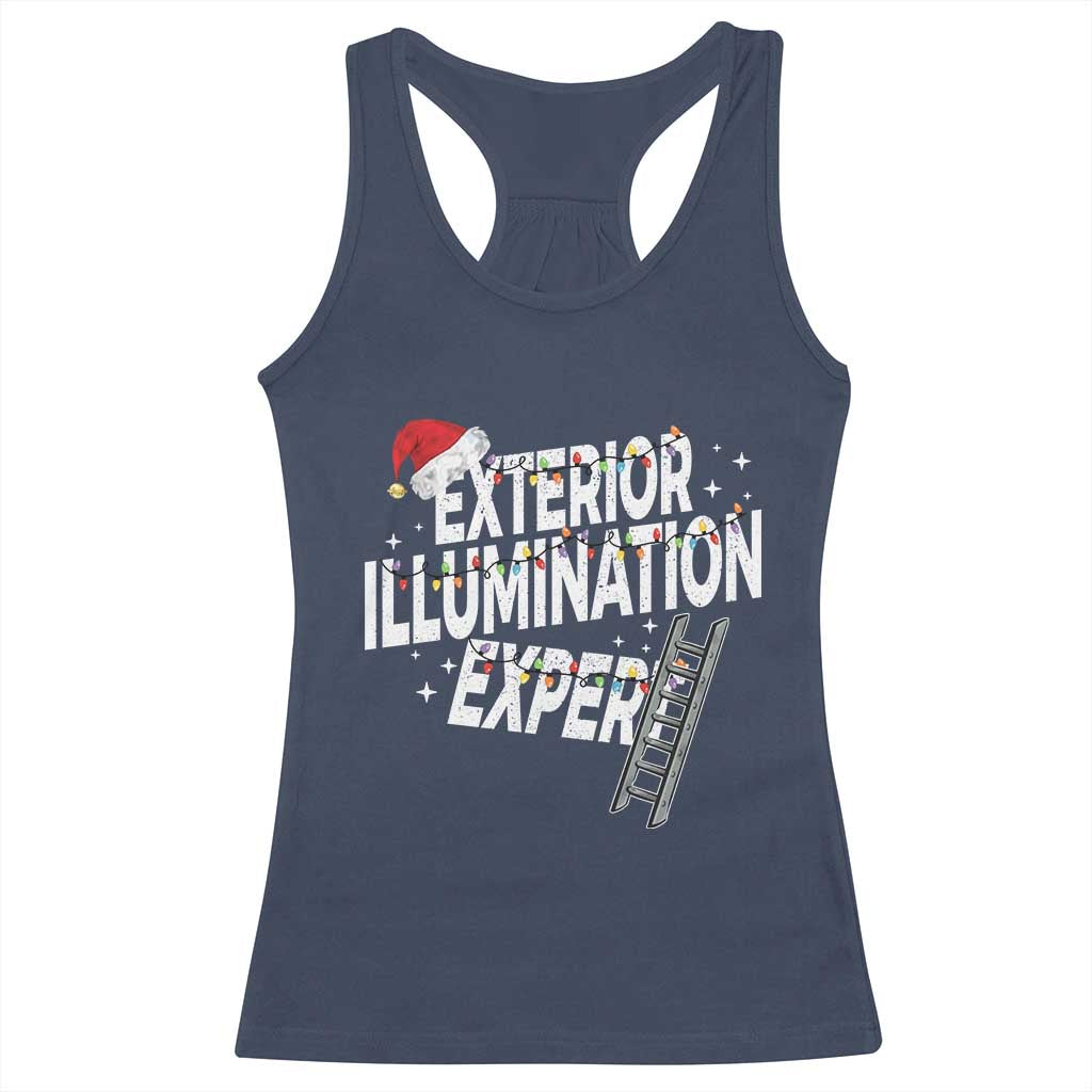 Funny Christmas Exterior Illumination Expert Racerback Tank Top Xmas Lights Decorator - Wonder Print Shop