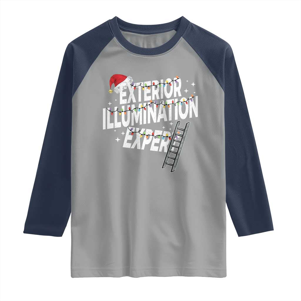 Funny Christmas Exterior Illumination Expert Raglan Shirt Xmas Lights Decorator - Wonder Print Shop