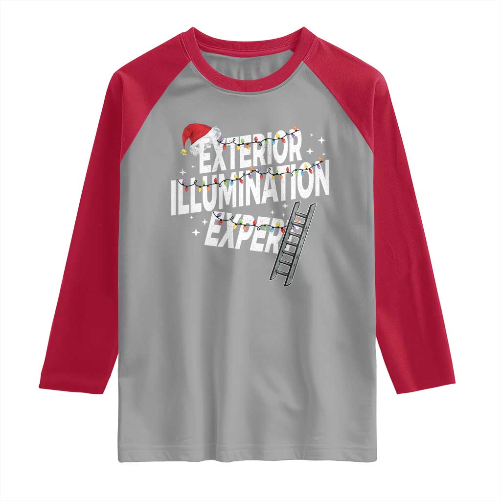 Funny Christmas Exterior Illumination Expert Raglan Shirt Xmas Lights Decorator - Wonder Print Shop