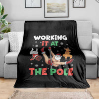 Funny Christmas Naughty Santa Throw Blanket Working It At The Pole - Wonder Print Shop