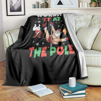 Funny Christmas Naughty Santa Throw Blanket Working It At The Pole - Wonder Print Shop