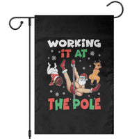 Funny Christmas Naughty Santa Garden Flag Working It At The Pole - Wonder Print Shop