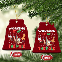 Funny Christmas Naughty Santa Ceramic Ornament Working It At The Pole - Wonder Print Shop