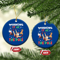 Funny Christmas Naughty Santa Ceramic Ornament Working It At The Pole - Wonder Print Shop