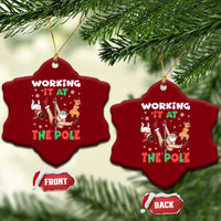 Funny Christmas Naughty Santa Ceramic Ornament Working It At The Pole - Wonder Print Shop