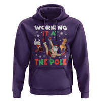 Funny Christmas Naughty Santa Hoodie Working It At The Pole - Wonder Print Shop