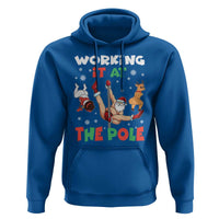 Funny Christmas Naughty Santa Hoodie Working It At The Pole - Wonder Print Shop