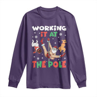Funny Christmas Naughty Santa Long Sleeve Shirt Working It At The Pole - Wonder Print Shop