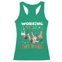 Funny Christmas Naughty Santa Racerback Tank Top Working It At The Pole - Wonder Print Shop