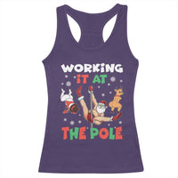 Funny Christmas Naughty Santa Racerback Tank Top Working It At The Pole - Wonder Print Shop