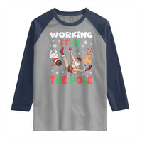 Funny Christmas Naughty Santa Raglan Shirt Working It At The Pole - Wonder Print Shop
