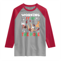 Funny Christmas Naughty Santa Raglan Shirt Working It At The Pole - Wonder Print Shop