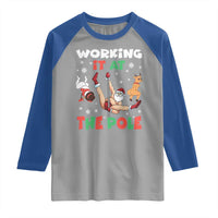 Funny Christmas Naughty Santa Raglan Shirt Working It At The Pole - Wonder Print Shop