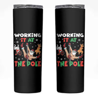Funny Christmas Naughty Santa Skinny Tumbler Working It At The Pole - Wonder Print Shop