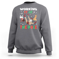 Funny Christmas Naughty Santa Sweatshirt Working It At The Pole - Wonder Print Shop