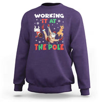 Funny Christmas Naughty Santa Sweatshirt Working It At The Pole - Wonder Print Shop