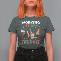 Funny Christmas Naughty Santa T Shirt For Women Working It At The Pole - Wonder Print Shop