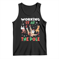 Funny Christmas Naughty Santa Tank Top Working It At The Pole - Wonder Print Shop