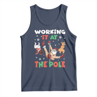Funny Christmas Naughty Santa Tank Top Working It At The Pole - Wonder Print Shop