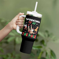 Funny Christmas Naughty Santa Tumbler With Handle Working It At The Pole - Wonder Print Shop