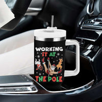Funny Christmas Naughty Santa Tumbler With Handle Working It At The Pole - Wonder Print Shop