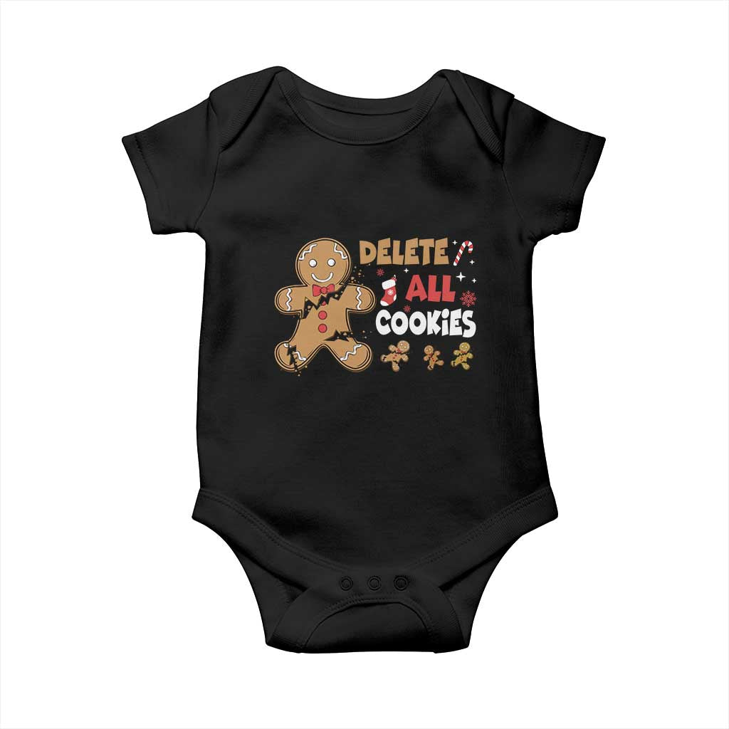 Funny Christmas Delete All Cookies Baby Onesie Xmas Gingerbread - Wonder Print Shop