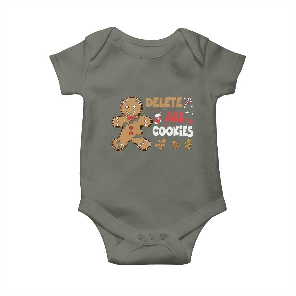 Funny Christmas Delete All Cookies Baby Onesie Xmas Gingerbread - Wonder Print Shop