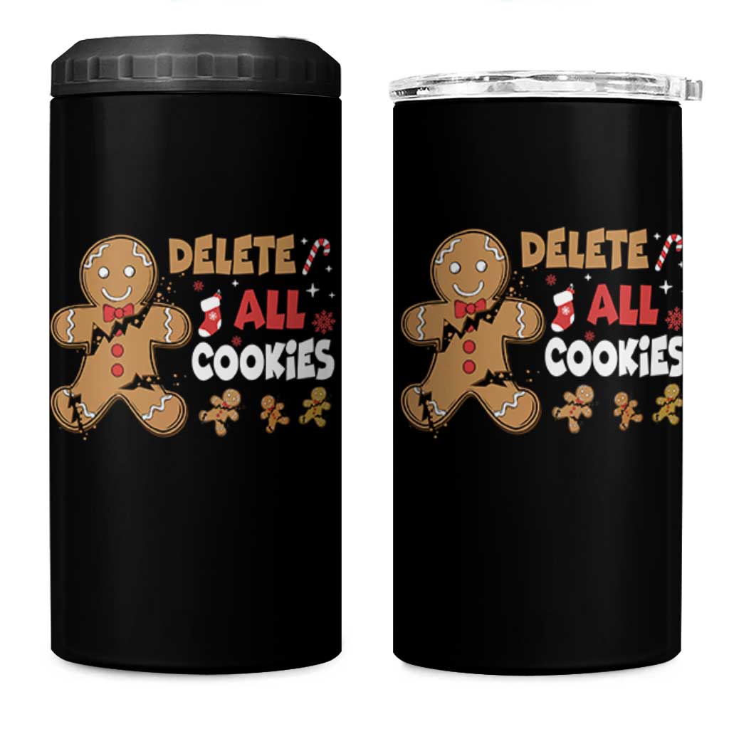 Funny Christmas Delete All Cookies 4 in 1 Can Cooler Tumbler Xmas Gingerbread - Wonder Print Shop