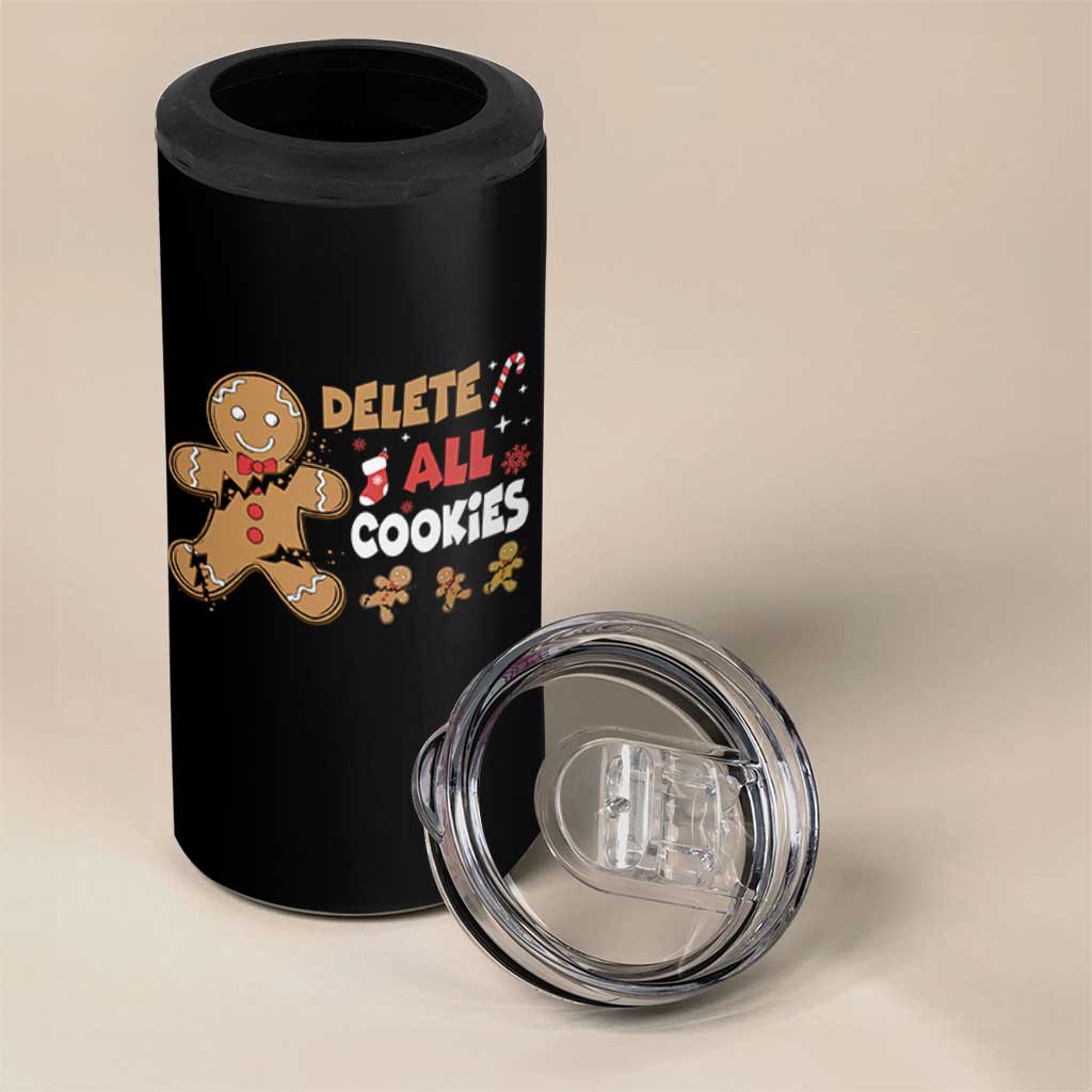 Funny Christmas Delete All Cookies 4 in 1 Can Cooler Tumbler Xmas Gingerbread - Wonder Print Shop