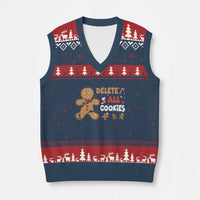 Funny Xmas Delete All Cookies V-Neck Knit Sweater Vest Xmas Gingerbread - Wonder Print Shop