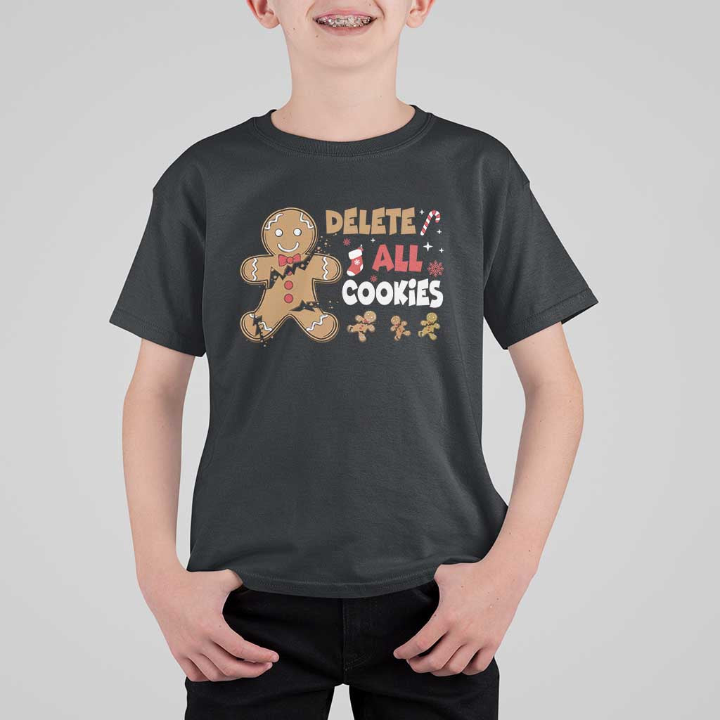 Funny Christmas Delete All Cookies T Shirt For Kid Xmas Gingerbread - Wonder Print Shop