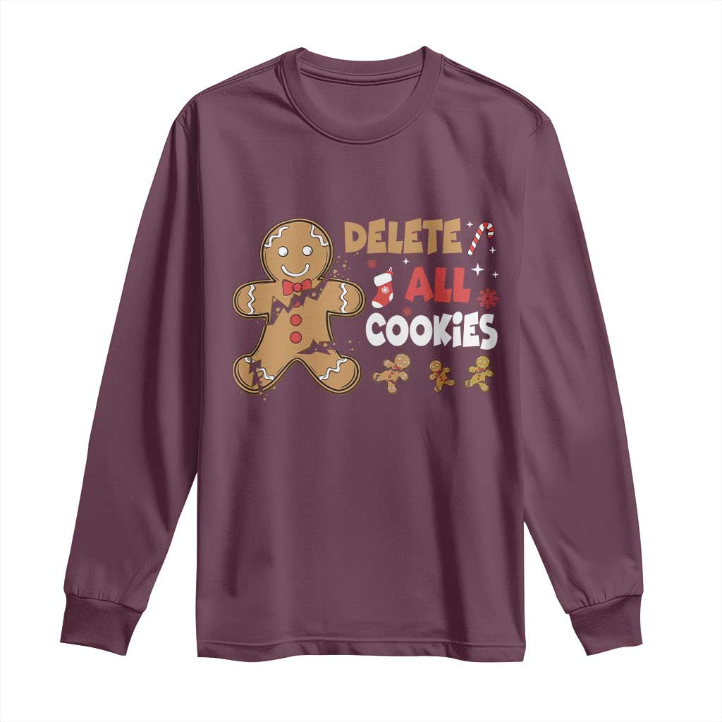 Funny Christmas Delete All Cookies Long Sleeve Shirt Xmas Gingerbread - Wonder Print Shop