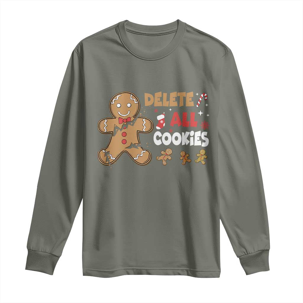 Funny Christmas Delete All Cookies Long Sleeve Shirt Xmas Gingerbread - Wonder Print Shop