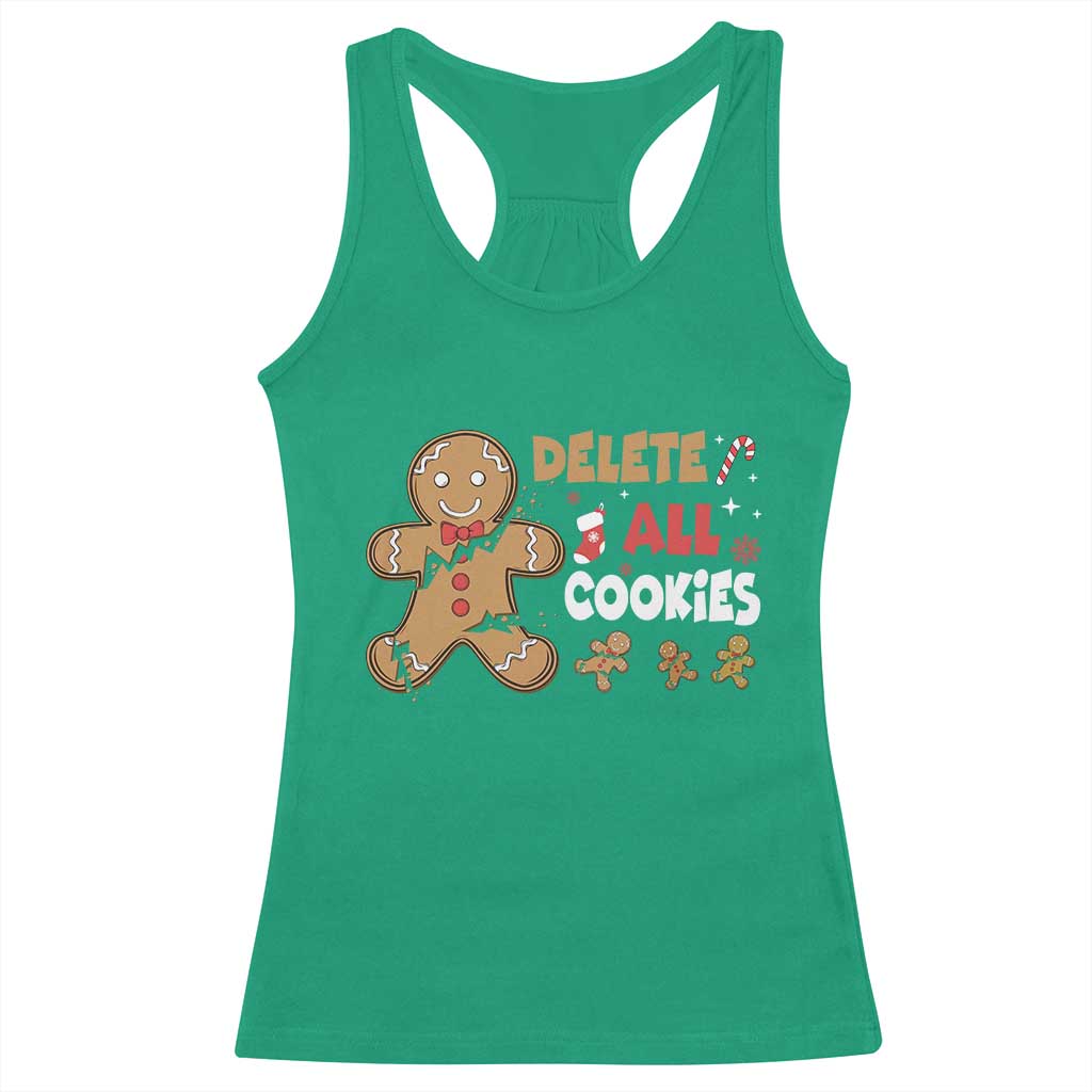 Funny Christmas Delete All Cookies Racerback Tank Top Xmas Gingerbread - Wonder Print Shop