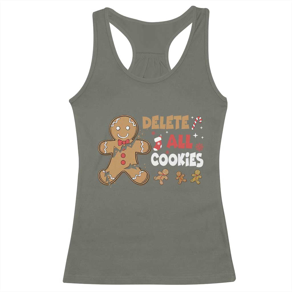 Funny Christmas Delete All Cookies Racerback Tank Top Xmas Gingerbread - Wonder Print Shop
