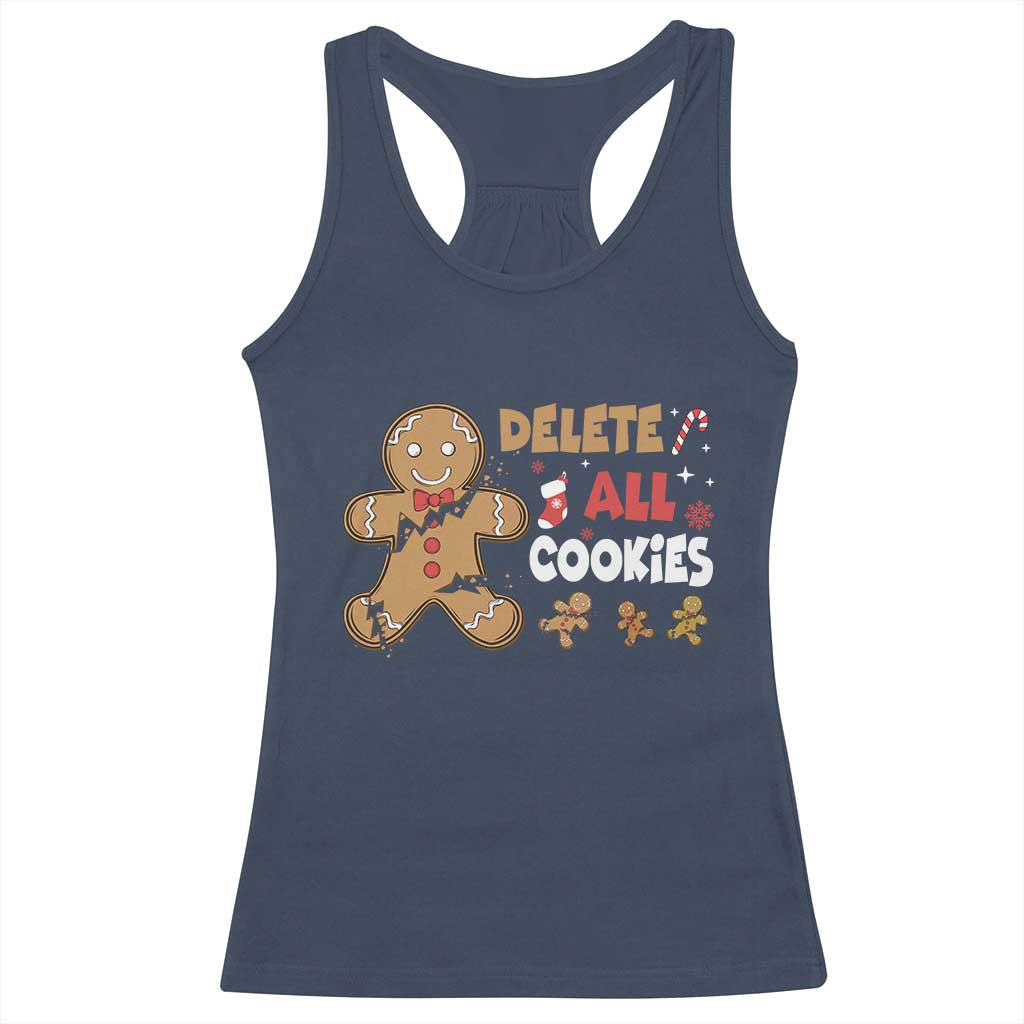 Funny Christmas Delete All Cookies Racerback Tank Top Xmas Gingerbread - Wonder Print Shop