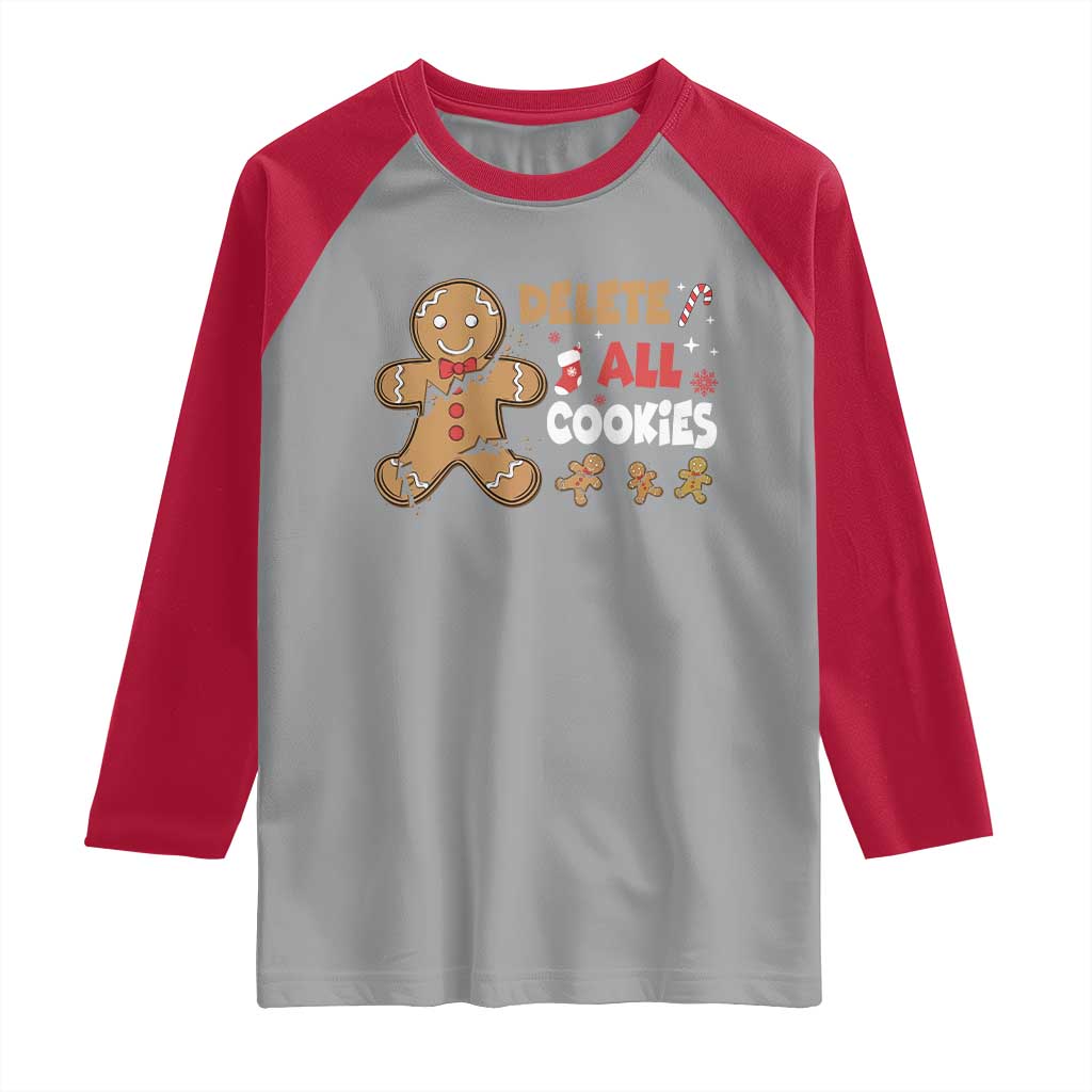 Funny Christmas Delete All Cookies Raglan Shirt Xmas Gingerbread - Wonder Print Shop