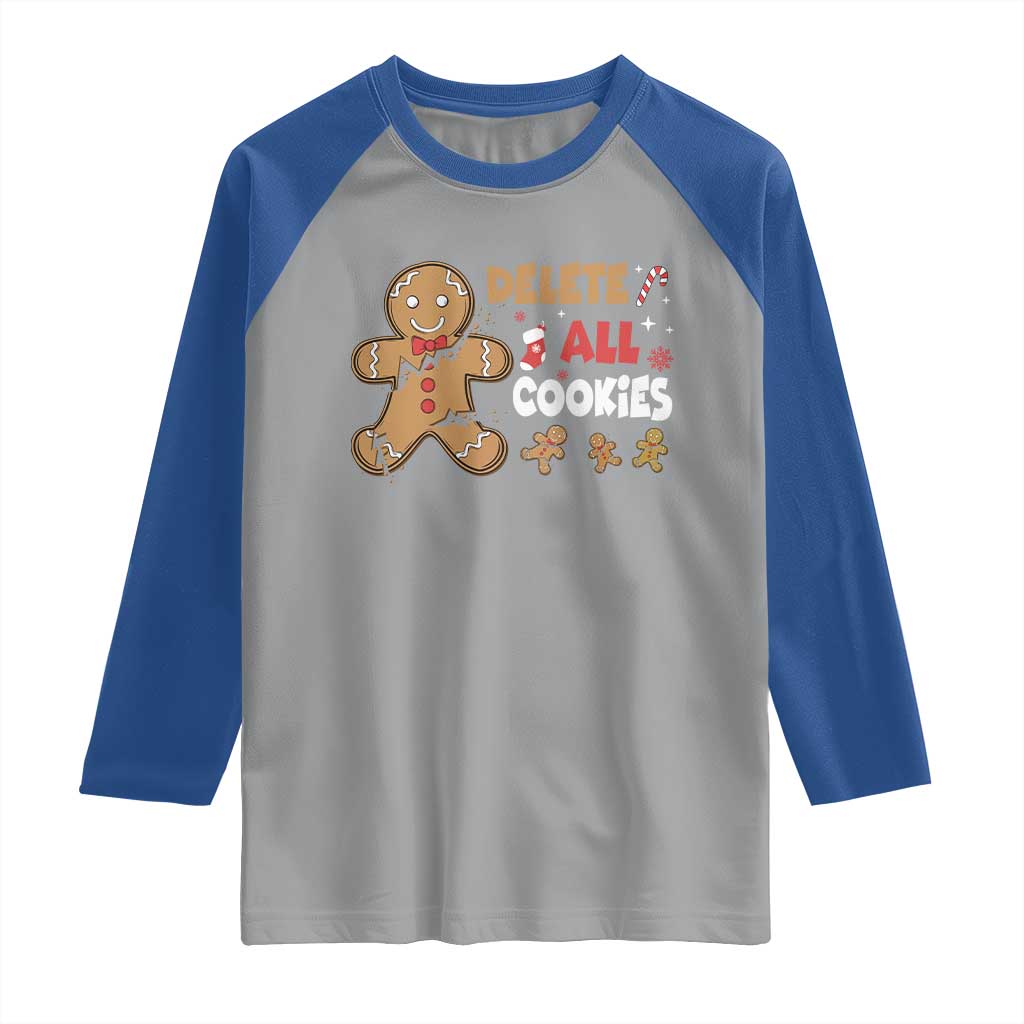 Funny Christmas Delete All Cookies Raglan Shirt Xmas Gingerbread - Wonder Print Shop
