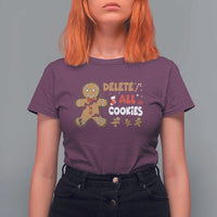 Funny Christmas Delete All Cookies T Shirt For Women Xmas Gingerbread - Wonder Print Shop