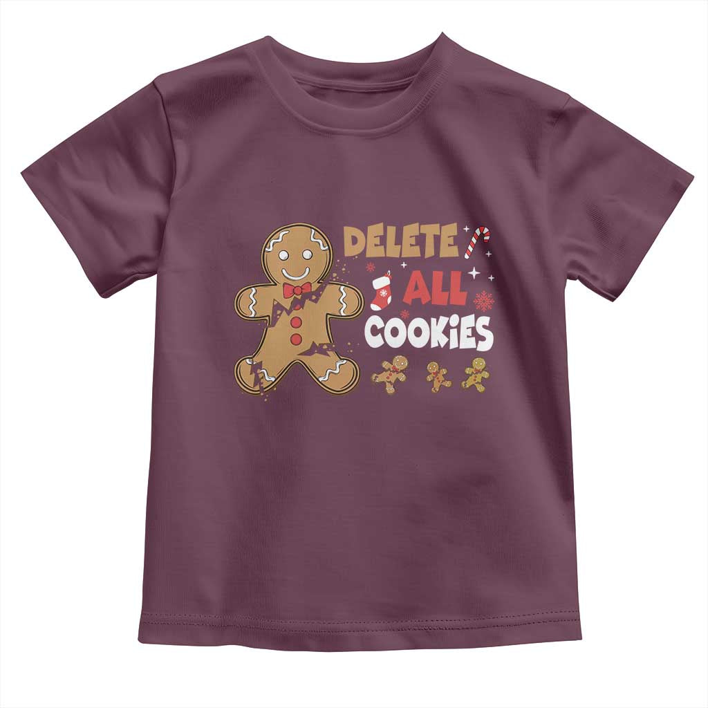 Funny Christmas Delete All Cookies Toddler T Shirt Xmas Gingerbread - Wonder Print Shop
