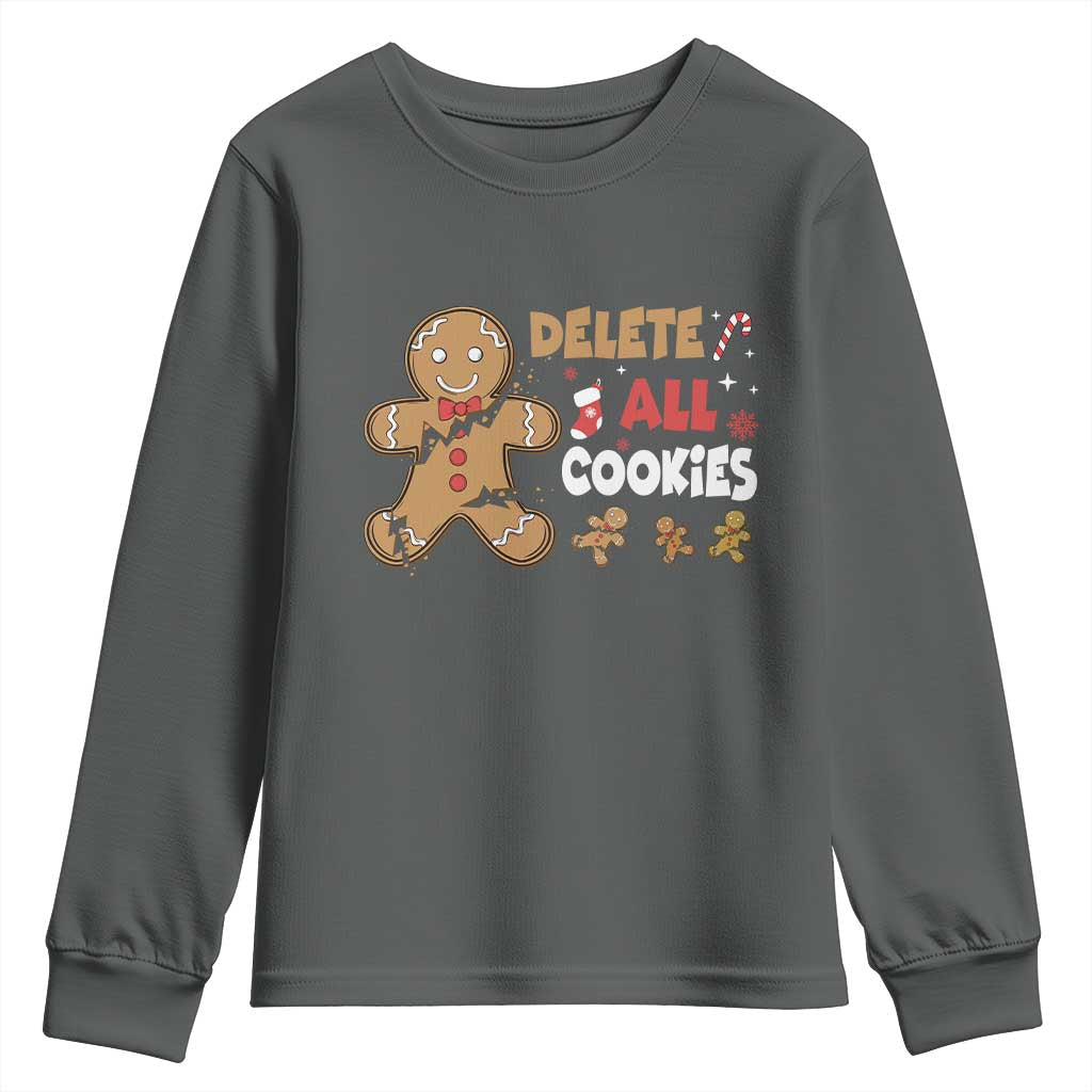 Funny Christmas Delete All Cookies Youth Sweatshirt Xmas Gingerbread - Wonder Print Shop