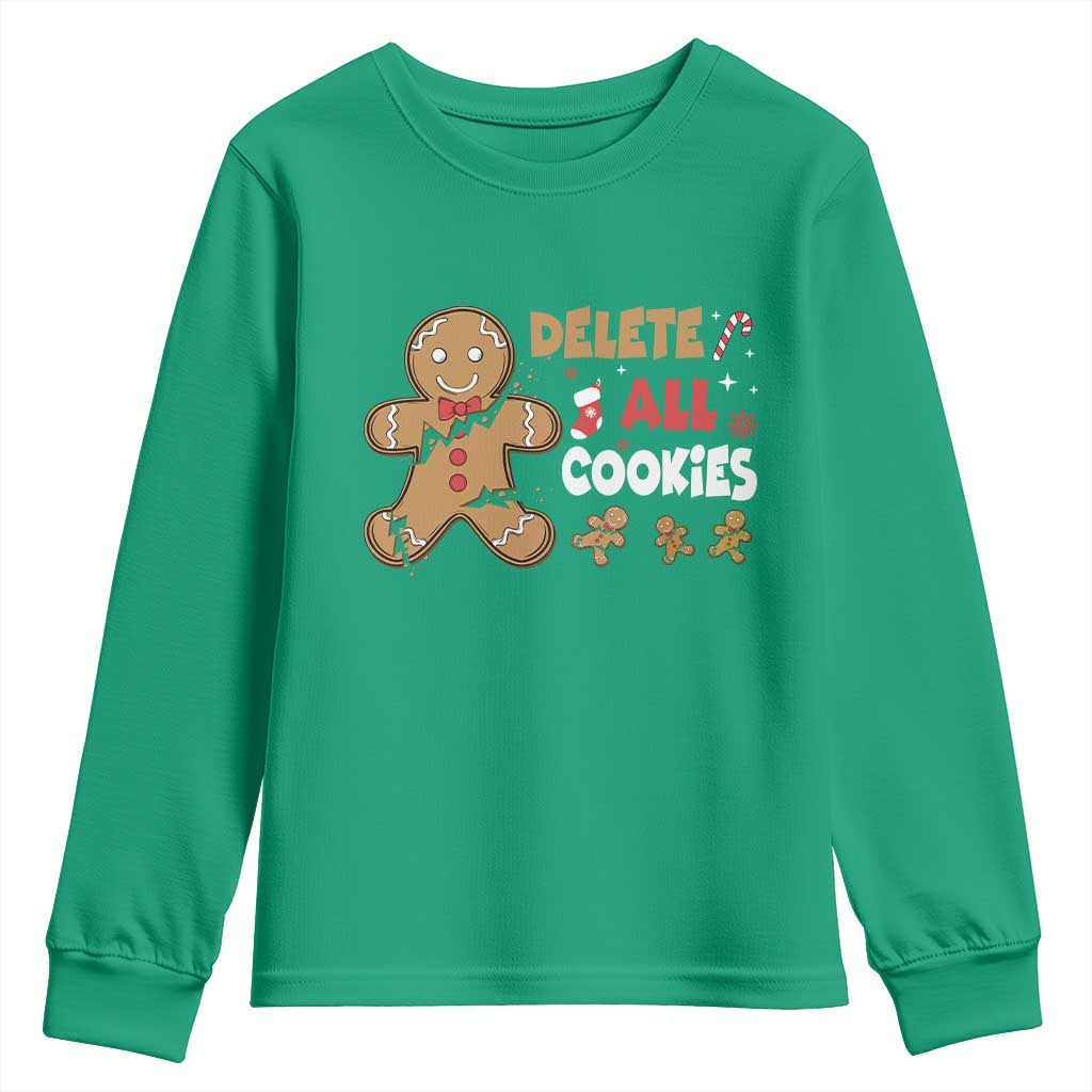 Funny Christmas Delete All Cookies Youth Sweatshirt Xmas Gingerbread - Wonder Print Shop