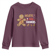 Funny Christmas Delete All Cookies Youth Sweatshirt Xmas Gingerbread - Wonder Print Shop