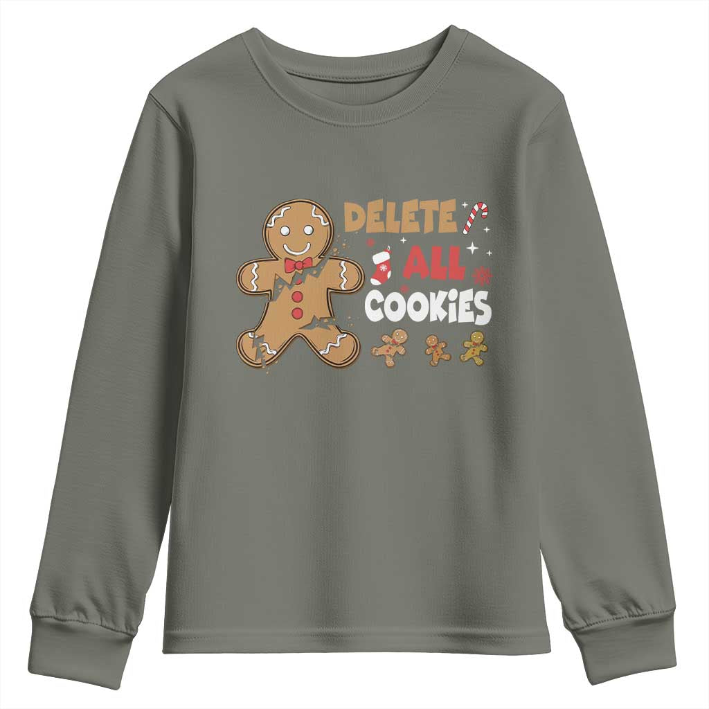 Funny Christmas Delete All Cookies Youth Sweatshirt Xmas Gingerbread - Wonder Print Shop