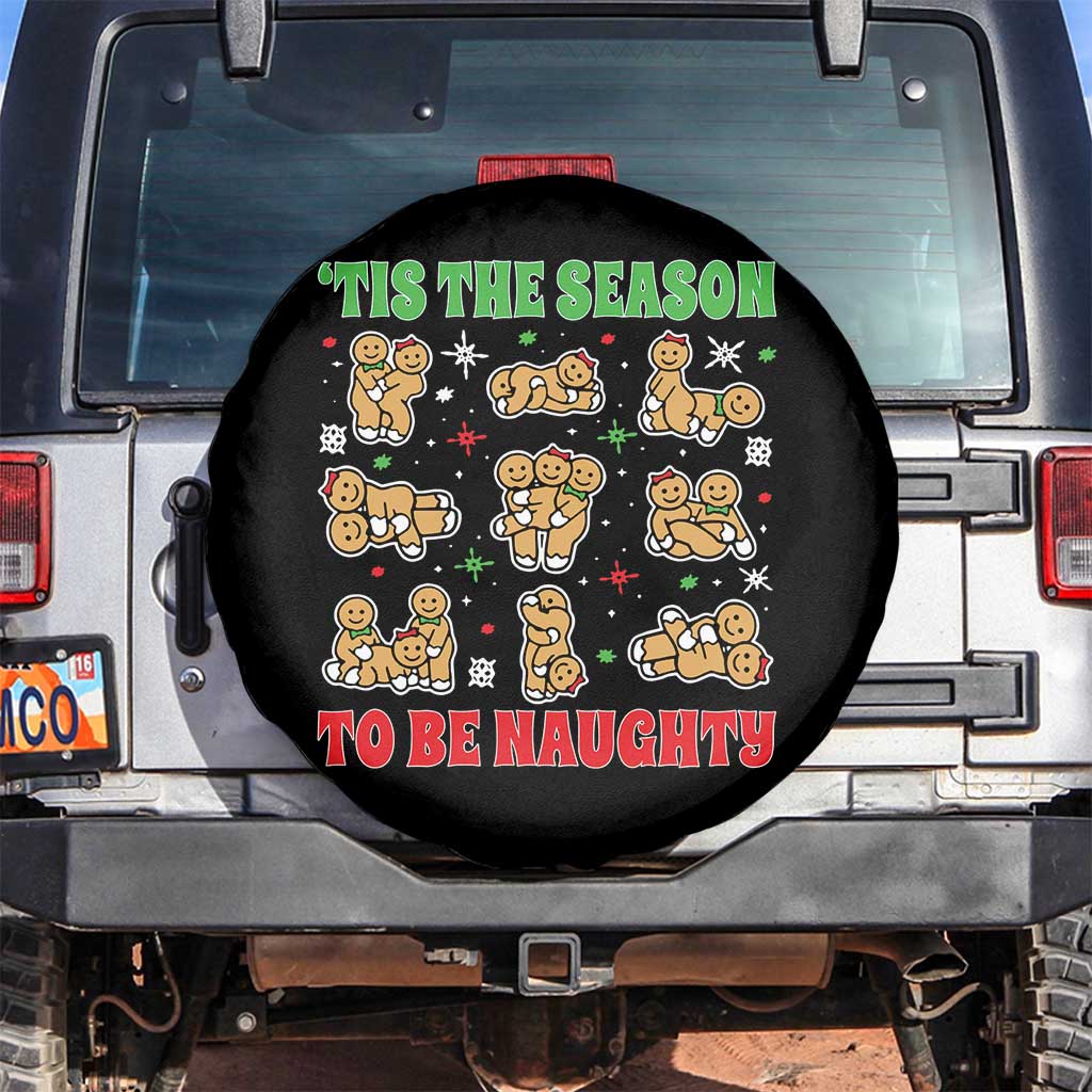 Funny Xmas Tis The Season To Be Naughty Spare Tire Cover Xmas Adult Humor Gingerbread - Wonder Print Shop